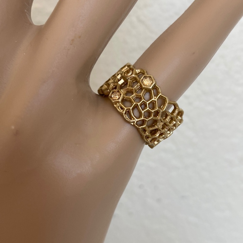 Chloe and Isabel Gold Colored Wide Open Weave Band Sz 6